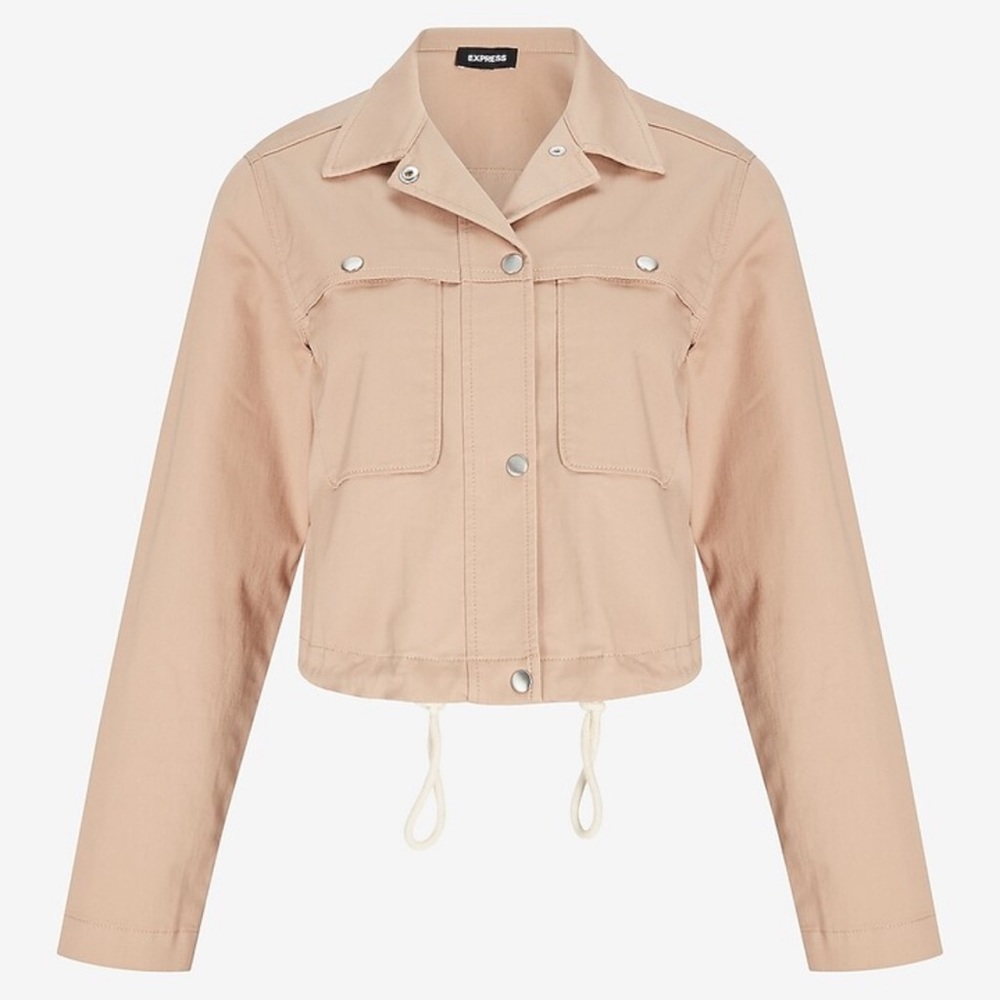 Nwt Express Cropped Button Front Utility Jacket - image 2